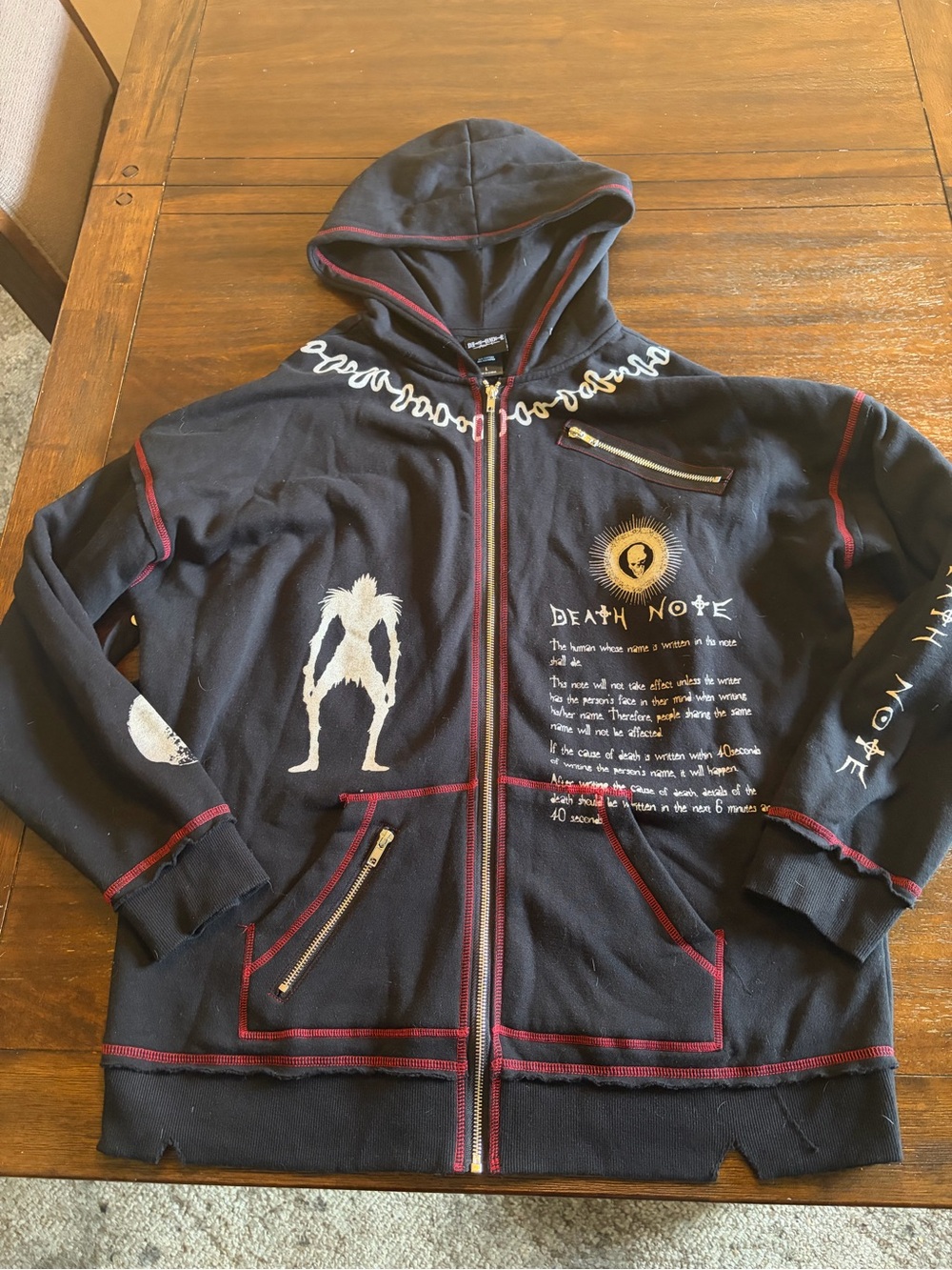 Hot Topic Death Note Hardware Girls Oversized Hoodie Ryuk Black Red Size L